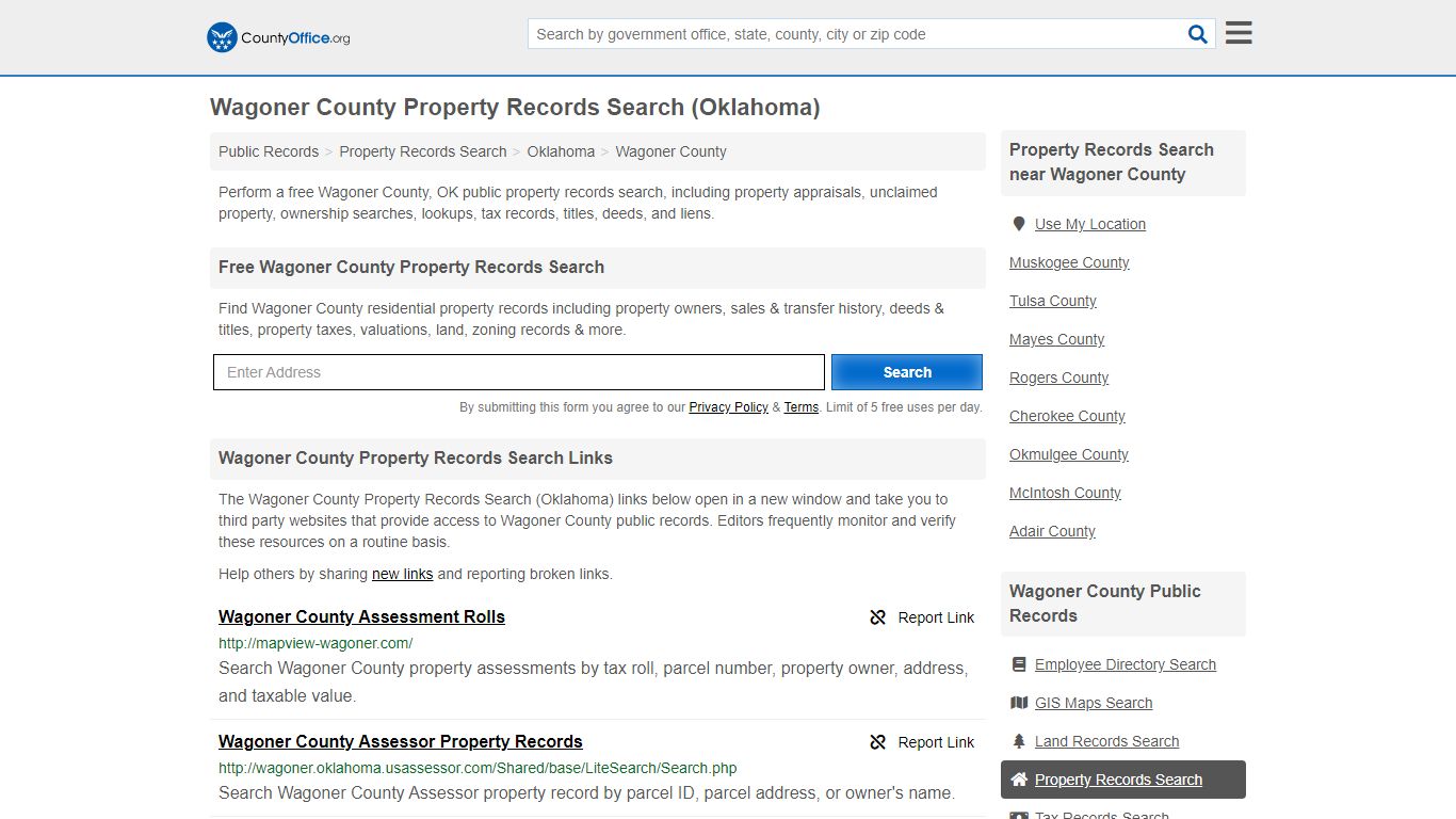 Property Records Search - Wagoner County, OK (Assessments ...